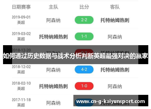 如何通过历史数据与战术分析判断英超最强对决的赢家