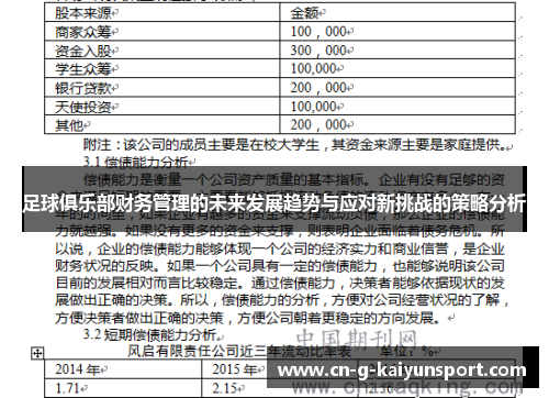 足球俱乐部财务管理的未来发展趋势与应对新挑战的策略分析 足球俱乐部财务管理的未来发展趋势与应对新挑战的策略分析